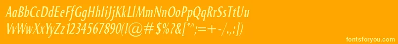 Подробнее о шрифте OdenseComprItalic Шрифт OdenseComprItalic – жёлтые шрифты на оранжевом фоне