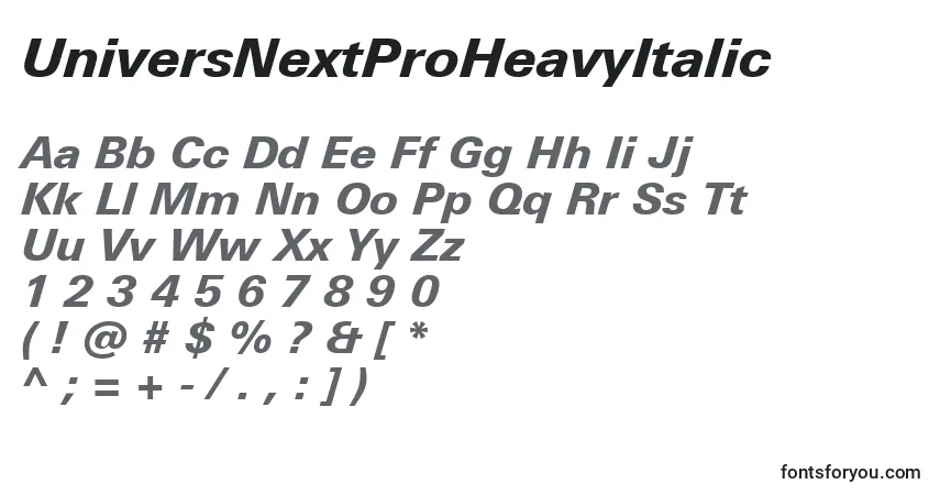 UniversNextProHeavyItalic Font – alphabet, numbers, special characters