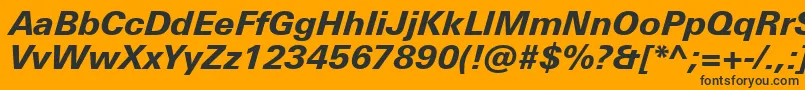 UniversNextProHeavyItalic-Schriftart – Schwarze Schriften auf orangefarbenem Hintergrund