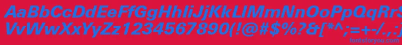 UniversNextProHeavyItalic Font – Blue Fonts on Red Background