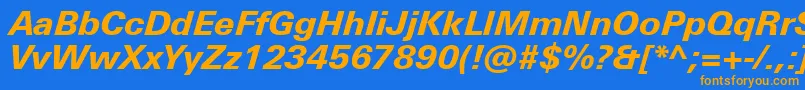Шрифт UniversNextProHeavyItalic – оранжевые шрифты на синем фоне