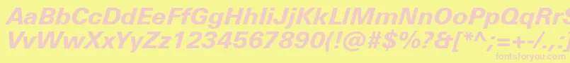 UniversNextProHeavyItalic Font – Pink Fonts on Yellow Background