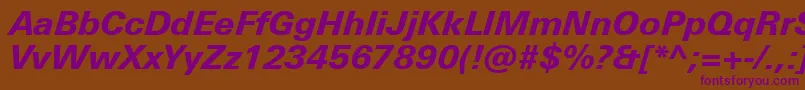 Police UniversNextProHeavyItalic – polices violettes sur fond brun