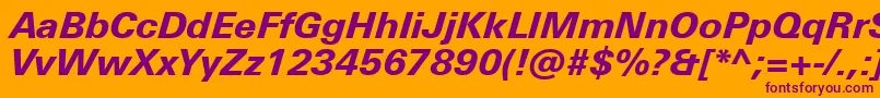 Police UniversNextProHeavyItalic – polices violettes sur fond orange