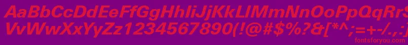 UniversNextProHeavyItalic Font – Red Fonts on Purple Background