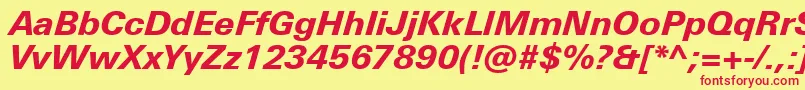 Шрифт UniversNextProHeavyItalic – красные шрифты на жёлтом фоне