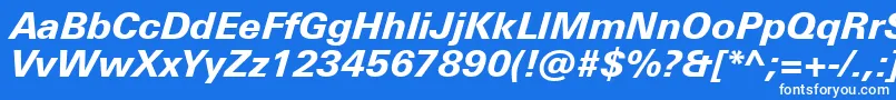 Czcionka UniversNextProHeavyItalic – białe czcionki na niebieskim tle
