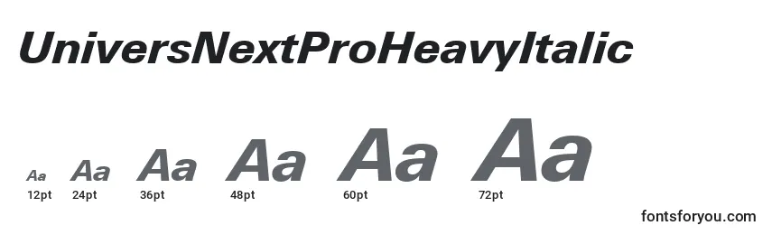 UniversNextProHeavyItalic Font Sizes