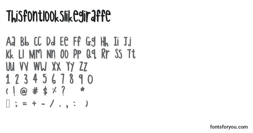 A fonte Thisfontlookslikegiraffe – alfabeto, números, caracteres especiais