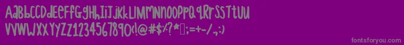 Lisätietoja Thisfontlookslikegiraffe-fontista Thisfontlookslikegiraffe-fontti – harmaat kirjasimet violetilla taustalla