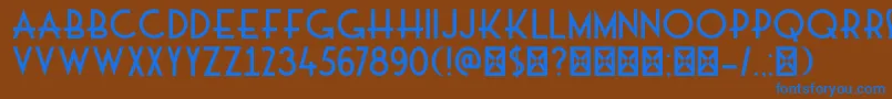 フォントDkMajolica – 茶色の背景に青い文字