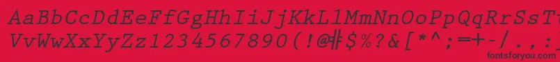フォントPrestigeelitestdBdslanted – 赤い背景に黒い文字