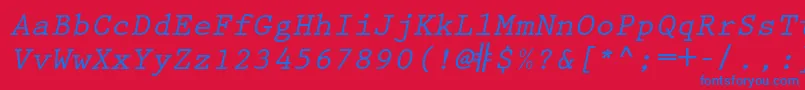 PrestigeelitestdBdslanted Font – Blue Fonts on Red Background