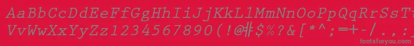 フォントPrestigeelitestdBdslanted – 赤い背景に灰色の文字