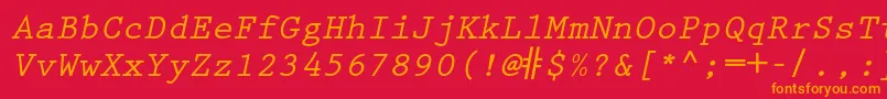 PrestigeelitestdBdslanted Font – Orange Fonts on Red Background