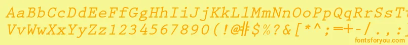 PrestigeelitestdBdslanted Font – Orange Fonts on Yellow Background