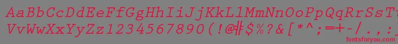 PrestigeelitestdBdslanted Font – Red Fonts on Gray Background