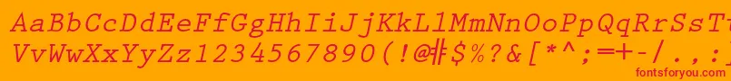 PrestigeelitestdBdslanted Font – Red Fonts on Orange Background