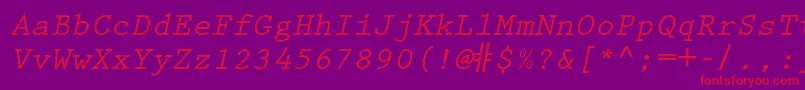 PrestigeelitestdBdslanted Font – Red Fonts on Purple Background