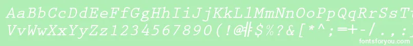 PrestigeelitestdBdslanted Font – White Fonts on Green Background