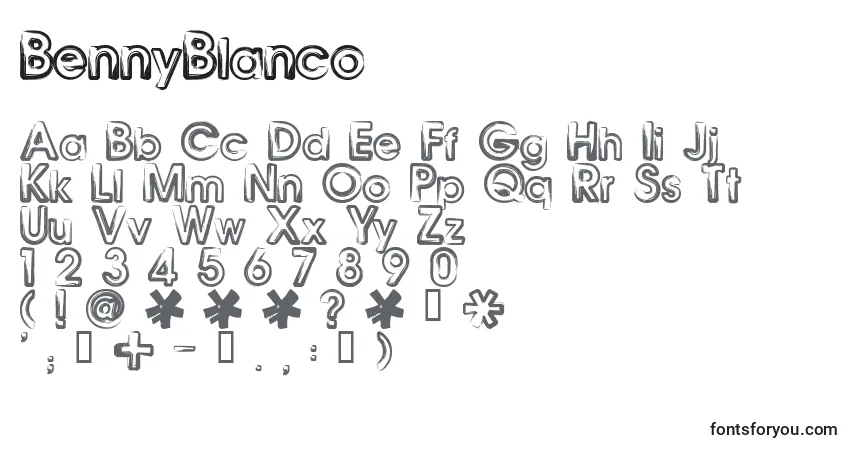 A fonte BennyBlanco (53928) – alfabeto, números, caracteres especiais