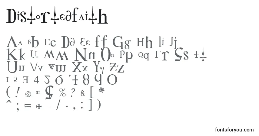 Czcionka DistortedFaith – alfabet, cyfry, specjalne znaki