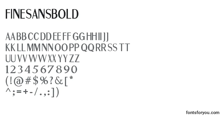 A fonte FineSansBold – alfabeto, números, caracteres especiais