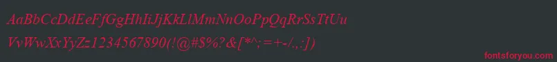 フォントAngsanaupcItalic – 黒い背景に赤い文字