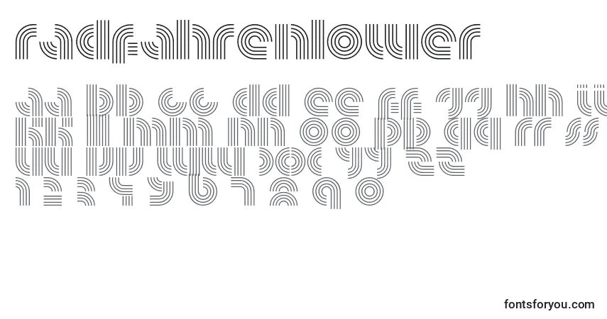 Czcionka RadfahrenLower – alfabet, cyfry, specjalne znaki