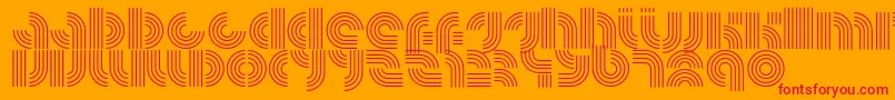 RadfahrenLower-Schriftart – Rote Schriften auf orangefarbenem Hintergrund
