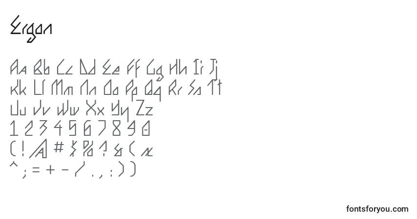 Czcionka Ergon – alfabet, cyfry, specjalne znaki