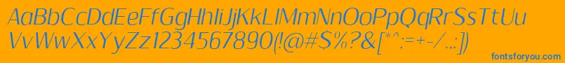 SumptuousLightItalic-fontti – siniset fontit oranssilla taustalla
