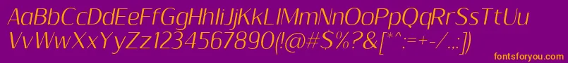 SumptuousLightItalic Font – Orange Fonts on Purple Background