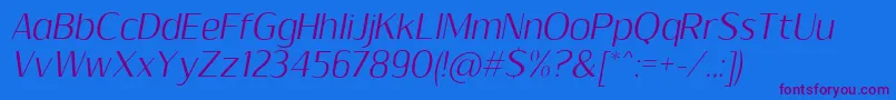 SumptuousLightItalic Font – Purple Fonts on Blue Background