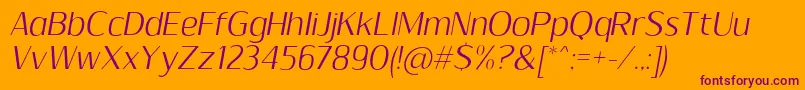 SumptuousLightItalic Font – Purple Fonts on Orange Background