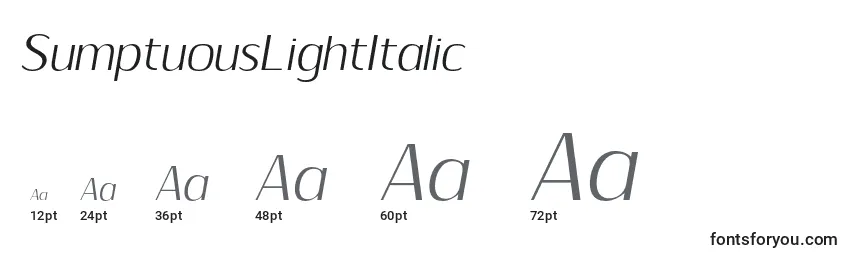 Размеры шрифта SumptuousLightItalic