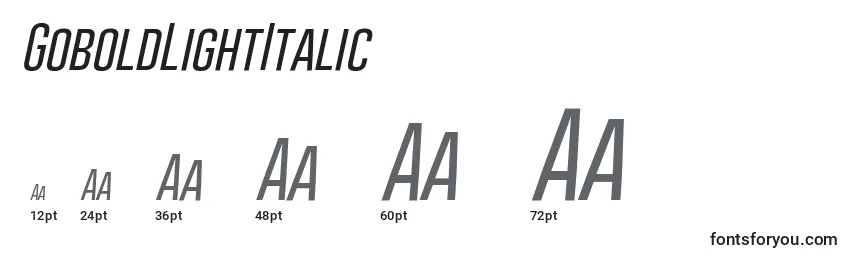 GoboldLightItalic Font Sizes