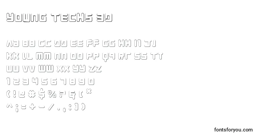 Fuente Young Techs 3D - alfabeto, números, caracteres especiales