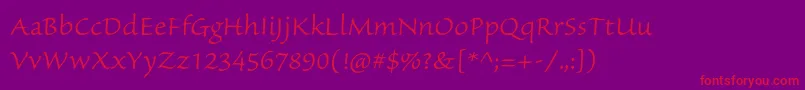 SanvitoproLtcapt-Schriftart – Rote Schriften auf violettem Hintergrund