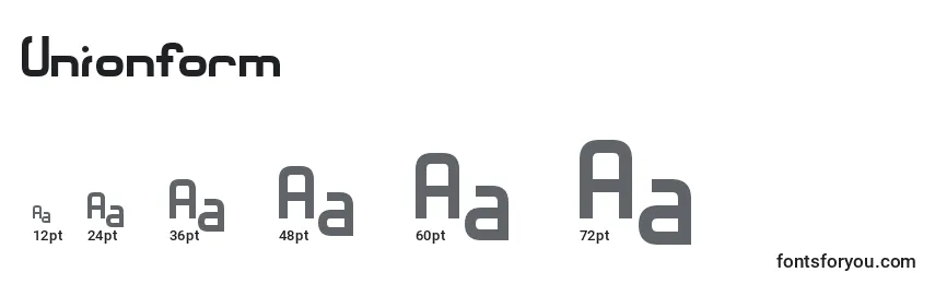 Unionform Font Sizes