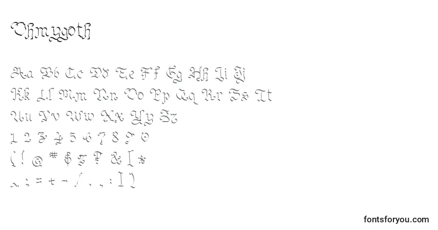 Schriftart Ohmygoth – Alphabet, Zahlen, spezielle Symbole
