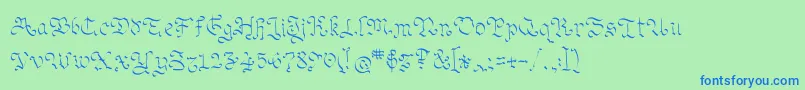 Ohmygoth Font – Blue Fonts on Green Background