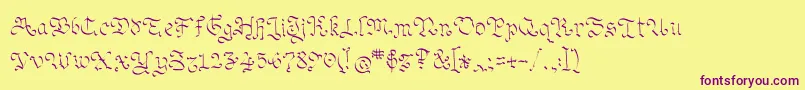 Ohmygoth-Schriftart – Violette Schriften auf gelbem Hintergrund