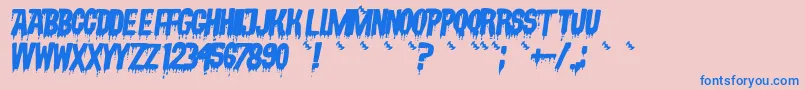VampyrishabcOblique-Schriftart – Blaue Schriften auf rosa Hintergrund