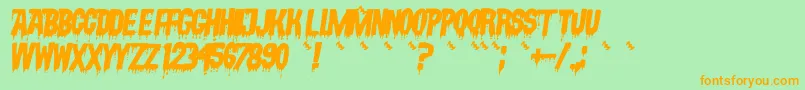 Police VampyrishabcOblique – polices orange sur fond vert
