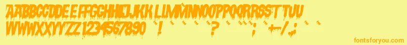 Fonte VampyrishabcOblique – fontes laranjas em um fundo amarelo