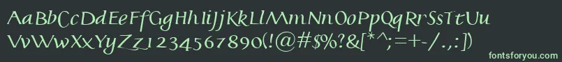 フォントJonatan – 黒い背景に緑の文字