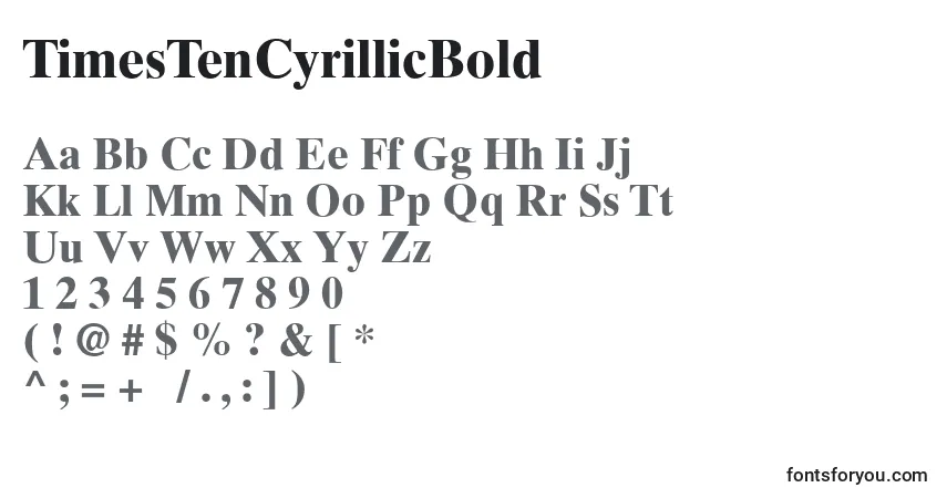 Fuente TimesTenCyrillicBold - alfabeto, números, caracteres especiales