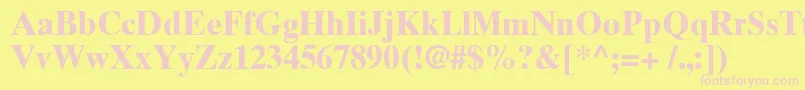 TimesTenCyrillicBold-fontti – vaaleanpunaiset fontit keltaisella taustalla