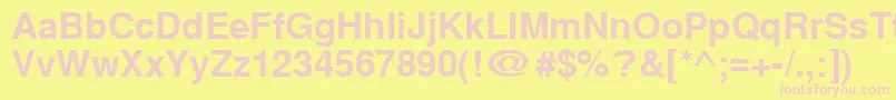Cyrillichelvetbold Font – Pink Fonts on Yellow Background